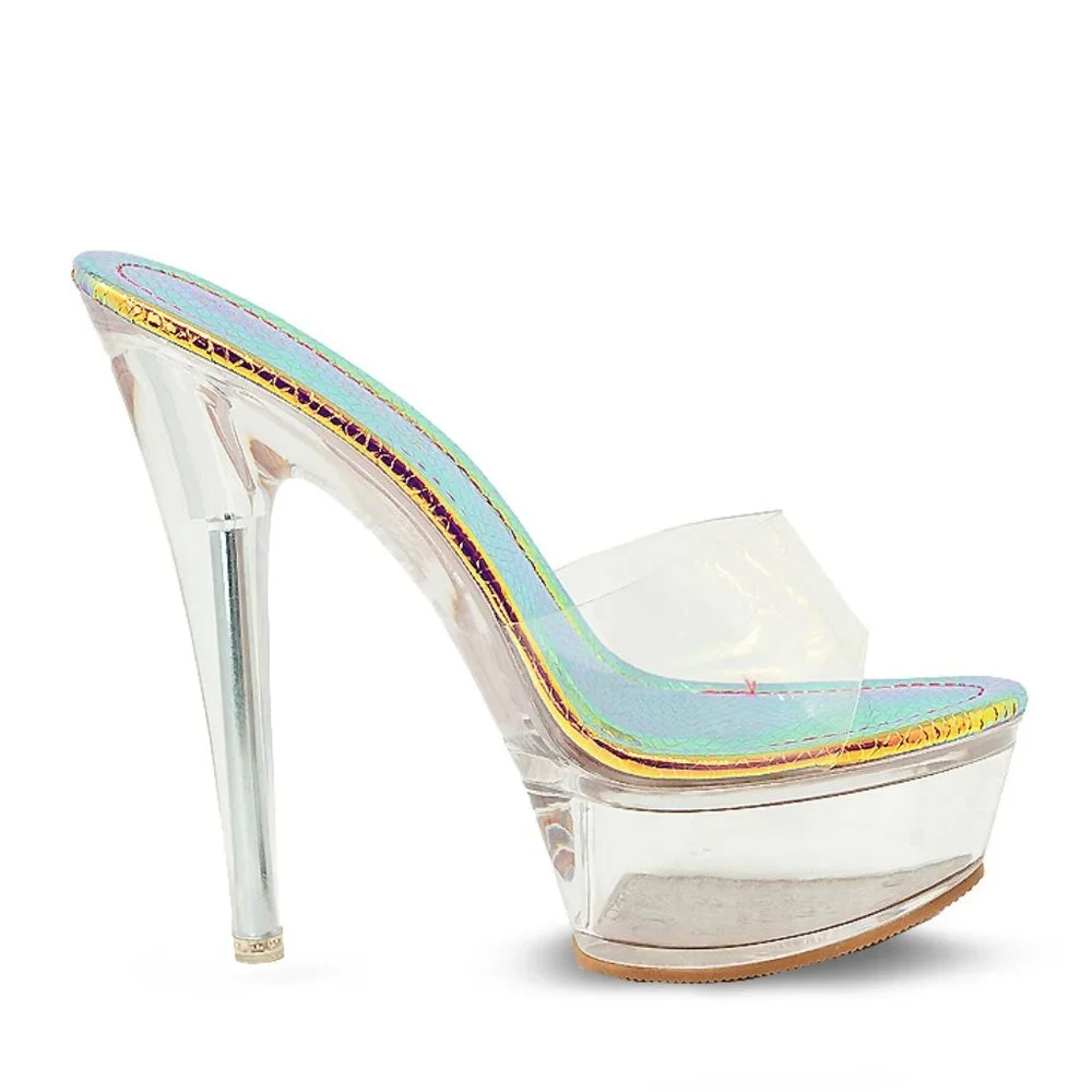 Women's Clear Stiletto High Heel Platform Sandals